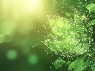 Poster - Green leaf network, nature bokeh background, eco concept