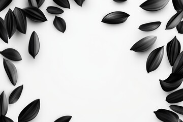 Aufkleber - Black leaves frame on white background.