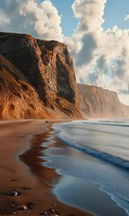 Poster - Coastal cliffs sunrise beach walk cloudscape