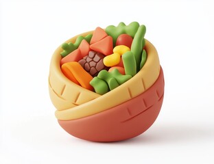 Poster - 3D render of colorful vegetable salad in a bowl.