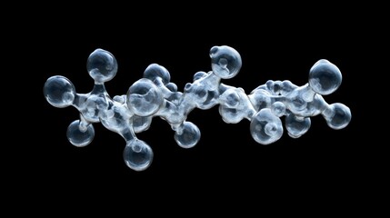 Poster - Abstract Molecular Structure: A 3D Render of a Complex Chain of Interconnected Spheres
