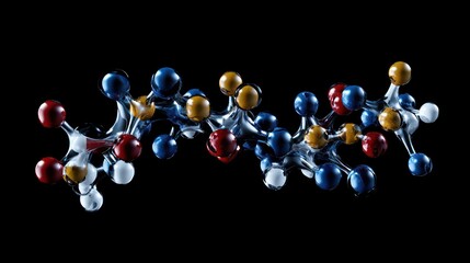 Poster - Molecular Structure: A 3D Rendering of a Complex Peptide Chain