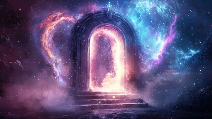 Poster - Portal to Another Realm with Cosmic Colors and Mystical Effects