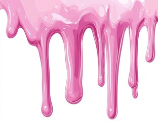 Aufkleber - Dripping pink paint, glossy texture, isolated on white background.