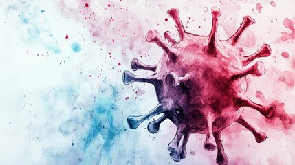 Poster - Colorful Abstract Representation of Coronavirus in Watercolor Style