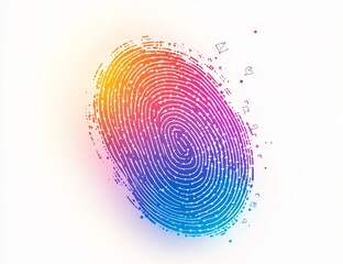Poster - Colorful fingerprint with digital data points.