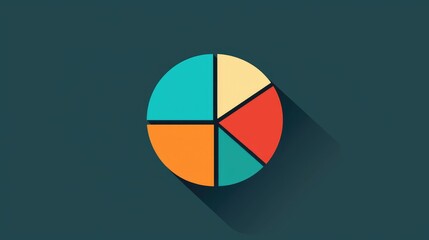 Poster - Colorful Pie Chart Icon with Shadow on Dark Background
