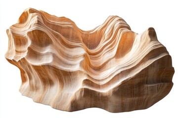 Aufkleber - Abstract beige stone sculpture with layered texture, isolated on white.