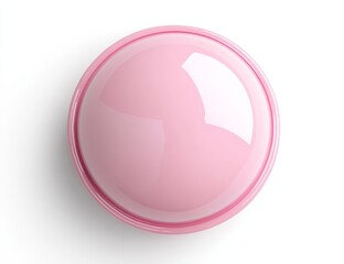 Poster - Pink glossy sphere, dome, button, top view, isolated.