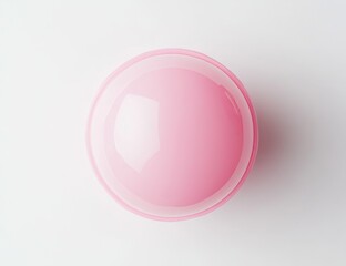 Aufkleber - Pink cosmetic balm in a round container on white background.