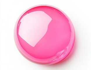 Leinwandbilder - Pink glossy sphere, round, smooth, reflective surface isolated on white background.