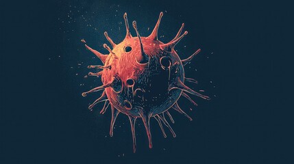 Poster - Vibrant Artistic Representation of Virus Structure on Dark Background