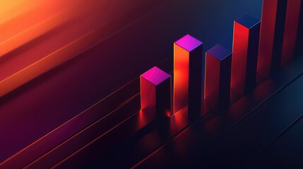 Poster - Vibrant Abstract Bar Chart Visualization with Gradient Lighting
