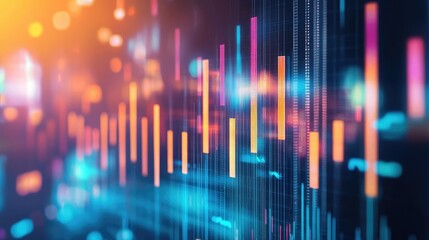 Poster - Colorful Data Visualization Abstract Background with Bright Lines