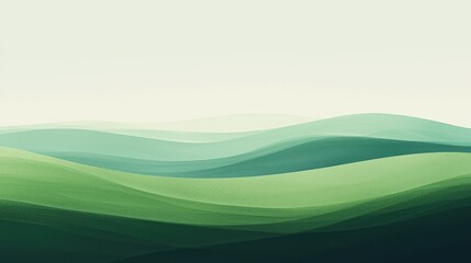 Poster - Serene Abstract Landscape with Gentle Green Hills and Soft Tones