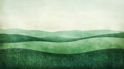 Poster - Serene Green Landscape with Rolling Hills and Soft Textures