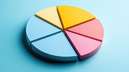 Poster - Colorful Pie Chart Representation on a Light Blue Background