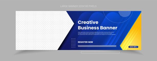 Fototapete - banner template design for business promotion corporate and company website with big size dimension