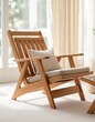 © dedy - Elegant wooden lounge chair with soft cushion, offering a peaceful respite indoors