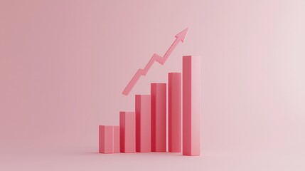 Poster - Pink Bar Graph Increasing Over Time with Arrow on Light Background