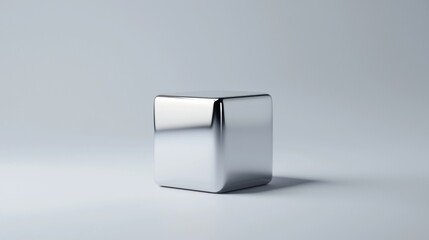 Wall Mural - Polished metallic cube on a minimalist background