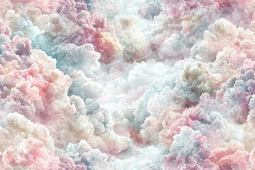 Wall Mural - ethereal clouds in pastel shades of pink, blue, and white tones