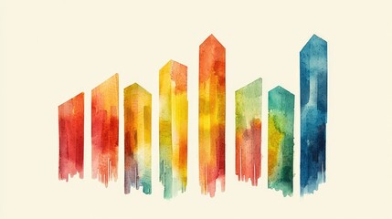 Poster - Abstract Watercolor Bar Graph Illustration for Data Presentation