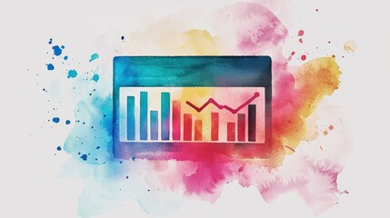 Poster - Colorful Abstract Watercolor Chart with Trend Lines and Bars