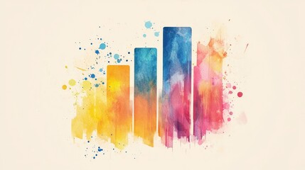 Poster - Abstract Colorful Bar Graph on Textured Background with Splashes