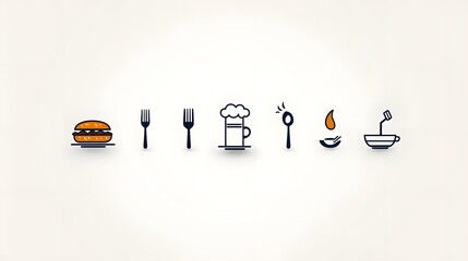 Poster - Comprehensive catering and dining icon set featuring detailed of a chef hat  forks  spoons  dining table  and other key kitchen tools  Designed with attention to detail