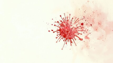 Poster - Abstract Illustration of a Red Virus on a Light Background