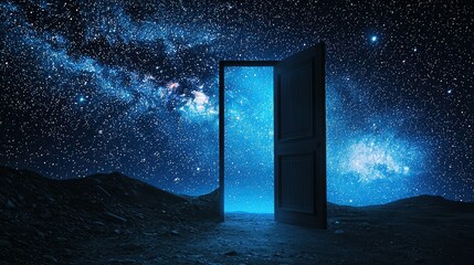 Poster - Mysterious Doorway to the Cosmic Universe Under Starry Night Sky