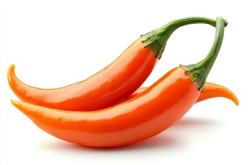 Poster - Two vibrant orange chili peppers isolated on white background.