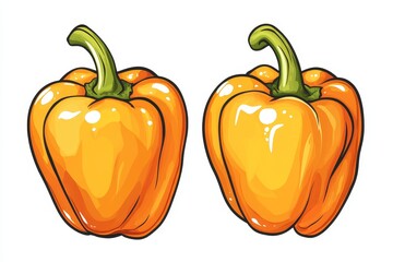 Poster - Two ripe orange bell peppers, isolated on white background.