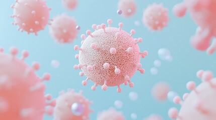 Poster - Colorful Virus Particles in Abstract Background with Soft Focus