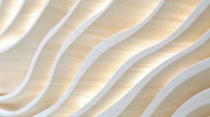 Poster - elegant wave-patterned wall design with soft lighting creating a serene ambiance