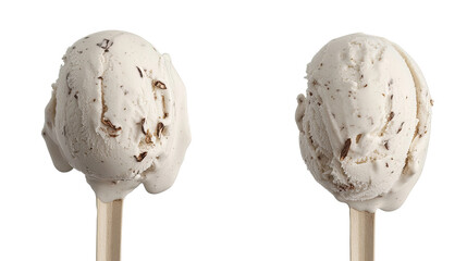 Poster - Vanilla Ice Cream Scoops on Sticks Transparent Background Generative AI