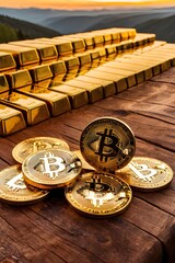 Wall Mural - Bitcoin and Gold A Symbol of Value