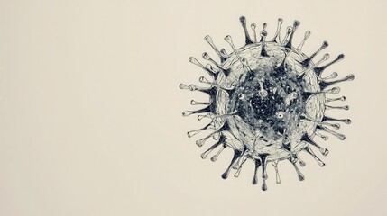 Poster - Detailed Illustration of a Virus Structure on a Neutral Background