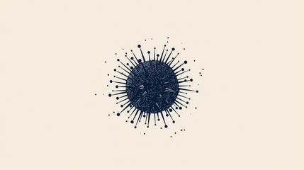 Poster - Detailed Artistic Illustration of a Microbial Virus on Beige Background