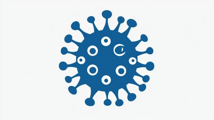 Poster - Blue Viral Structure with Circular Features and Spikes on White Background