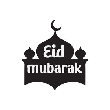Eid Mubarak Typography vector Art design. Eid Mubarak sign, wish greeting, banner, sticker, card, poster, illustration—isolated vector stock on a white background.