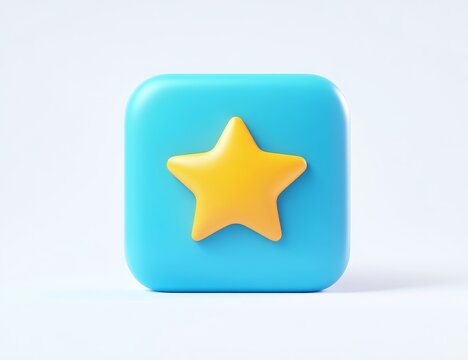 3D rendering of a blue square with a yellow star.