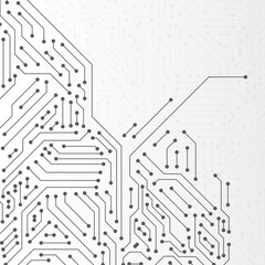Fototapete - Computer Circuit Board Electronic on White Engineering Technology Concept. Motherboard, CPU, Processor and Artificial Intelligence Concept. Digital Microchip Semiconductor