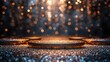 © Arvi - Glowing circular podiums on a shimmering surface surrounded by sparkling bokeh lights at night