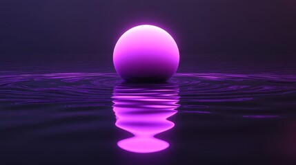 Wall Mural - Glowing Purple Egg Floating On Dark Water