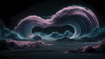 Poster - Nebula and Galaxy With Swirling Patterns Glowing - Digital Art