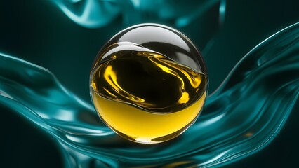 Poster - An Abstract Neon Liquid Colorful Soap Bubbles - Digital Art