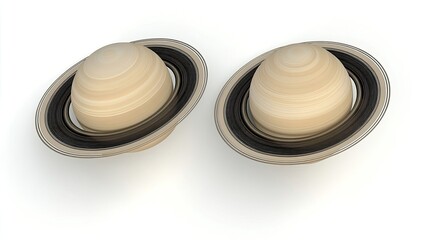Poster - Realistic Saturn Icons on White Background Generative AI