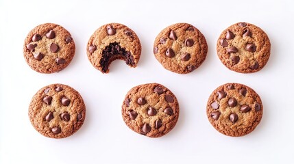 Poster - Chocolate Chip Cookies With Bites Taken From Them Generative AI